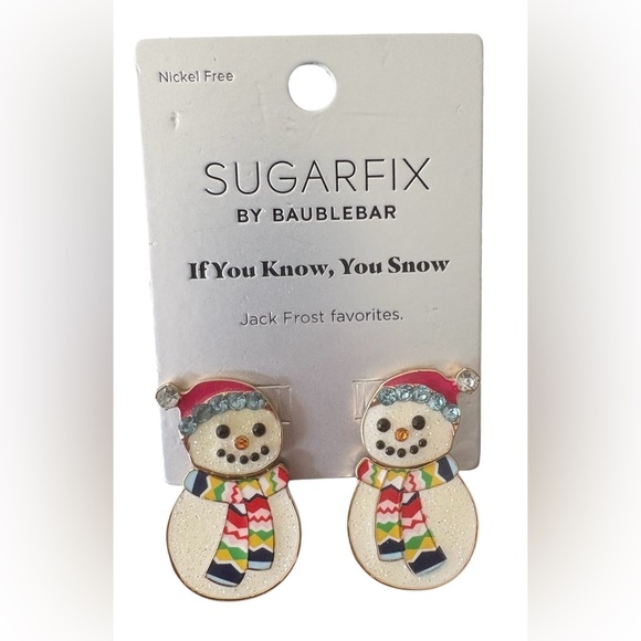 SUGARFIX by BaubleBar Articulated Crystal Snowman Earrings NWT - Picture 1 of 3